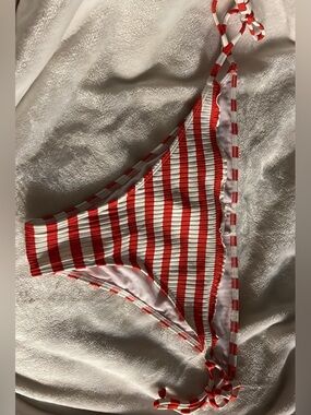 Roxy Pink and White Swim Top with Orange Trim